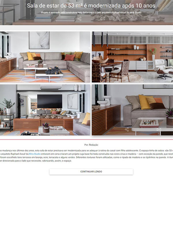 Sala de estar de 53 m² é modernizada após 10 anos