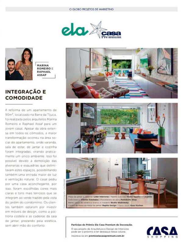 Integração e Comodidade - Prêmio Ela Casa Premium de Decoração
