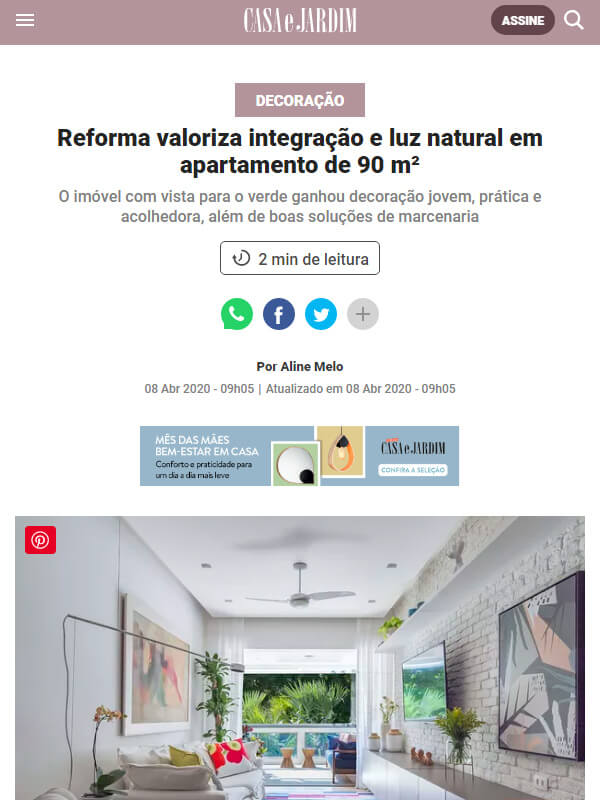 Reforma valoriza integração e luz natural em apartamento de 90 m²